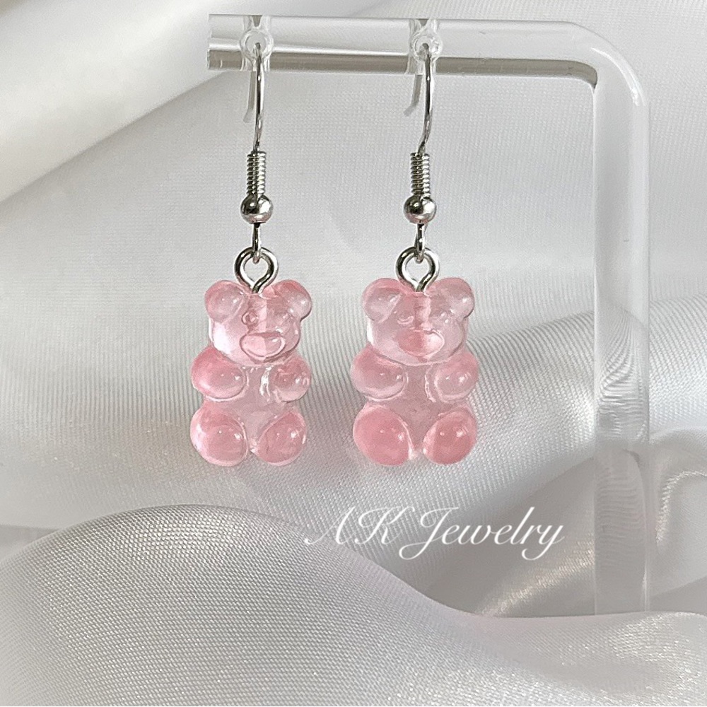 💎Gummy Bear Earrings, Pierced, Pink